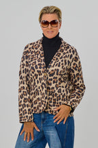 Blazer im Leo-Look, beige-schwarz-leo