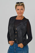 Weste in Waschleder-Optik, schwarz