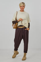 Ärmelloser oversized Strickpulli, creme
