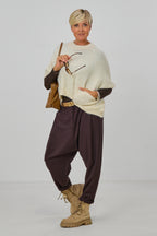 Ärmelloser oversized Strickpulli, creme