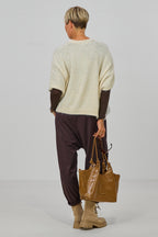 Ärmelloser oversized Strickpulli, creme