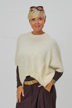 Ärmelloser oversized Strickpulli, creme
