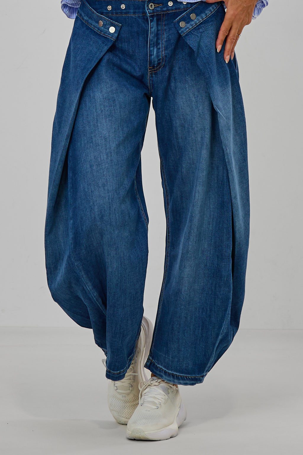 Jeans mit seitlichem Überschlag, dark denim