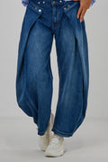 Jeans mit seitlichem Überschlag, dark denim