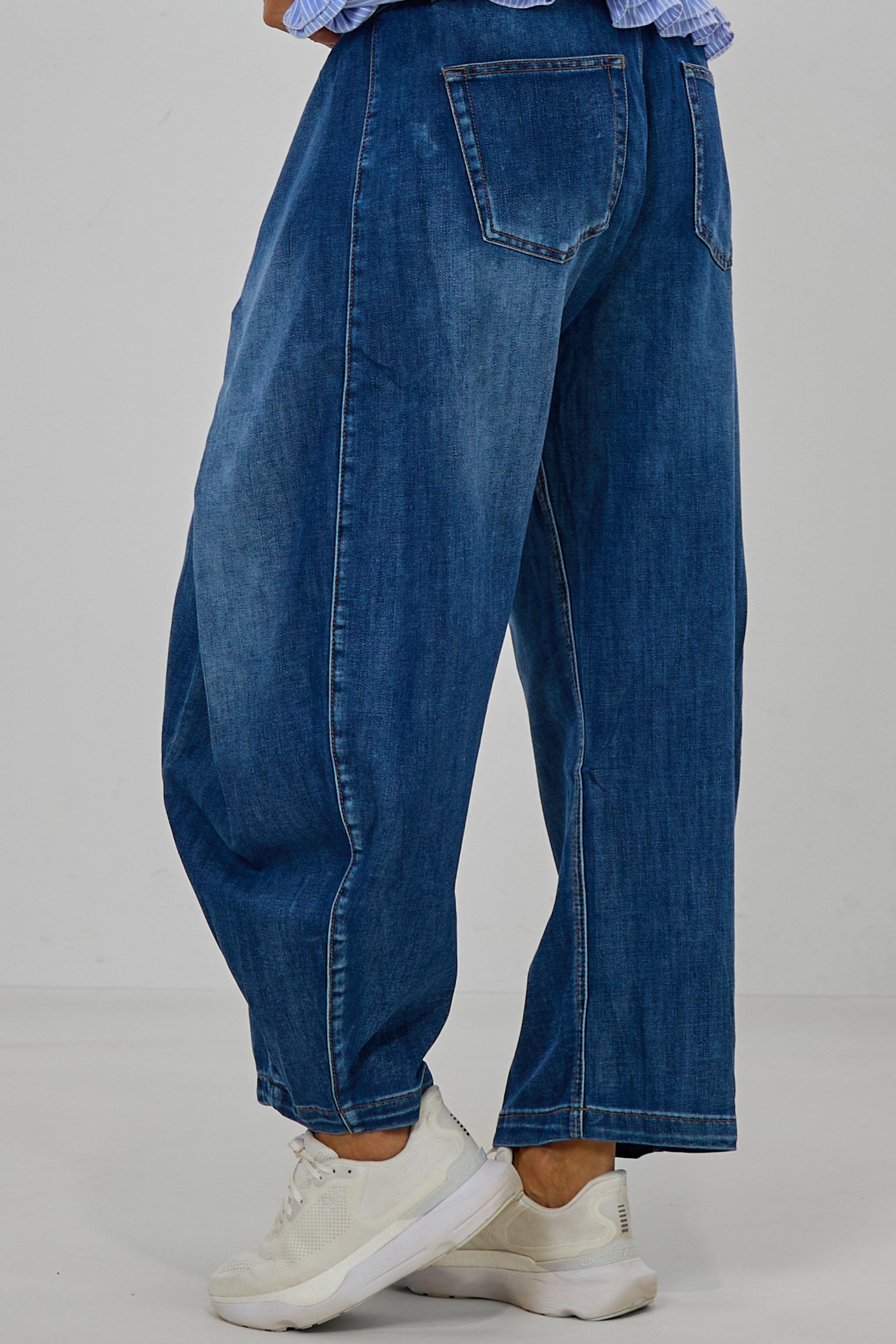 Jeans mit seitlichem Überschlag, dark denim