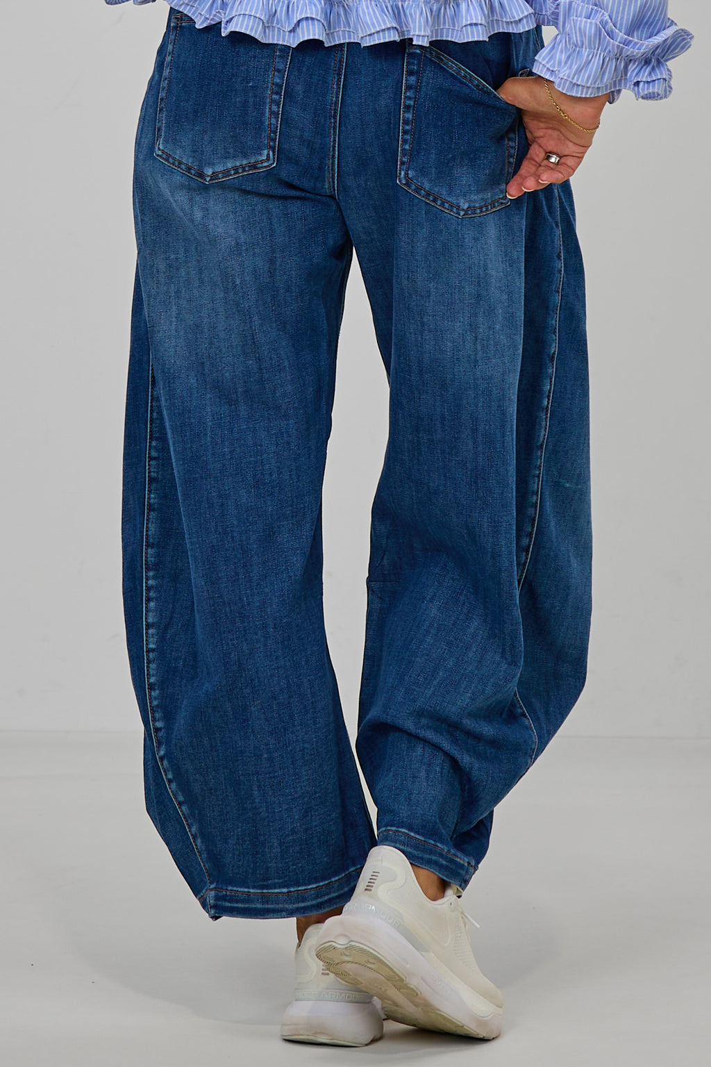 Jeans mit seitlichem Überschlag, dark denim
