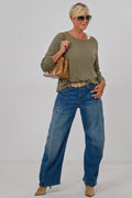 Uni Langarmshirt im Balloon-Style, khaki