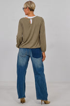 Uni Langarmshirt im Balloon-Style, khaki