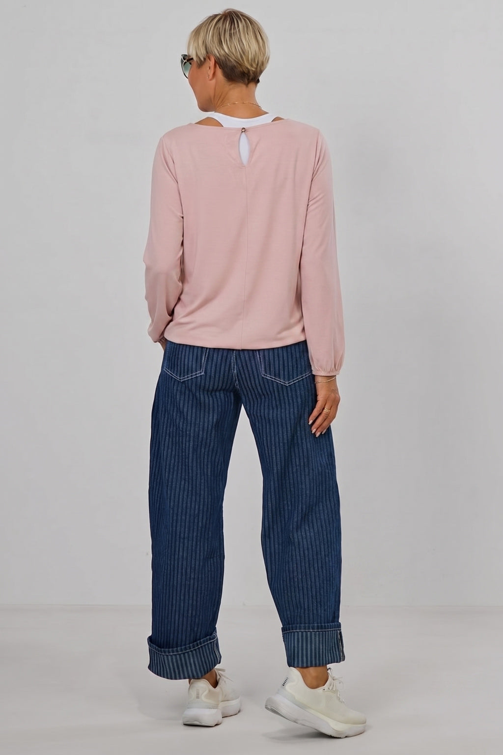 Uni Langarmshirt im Balloon-Style, altrosa