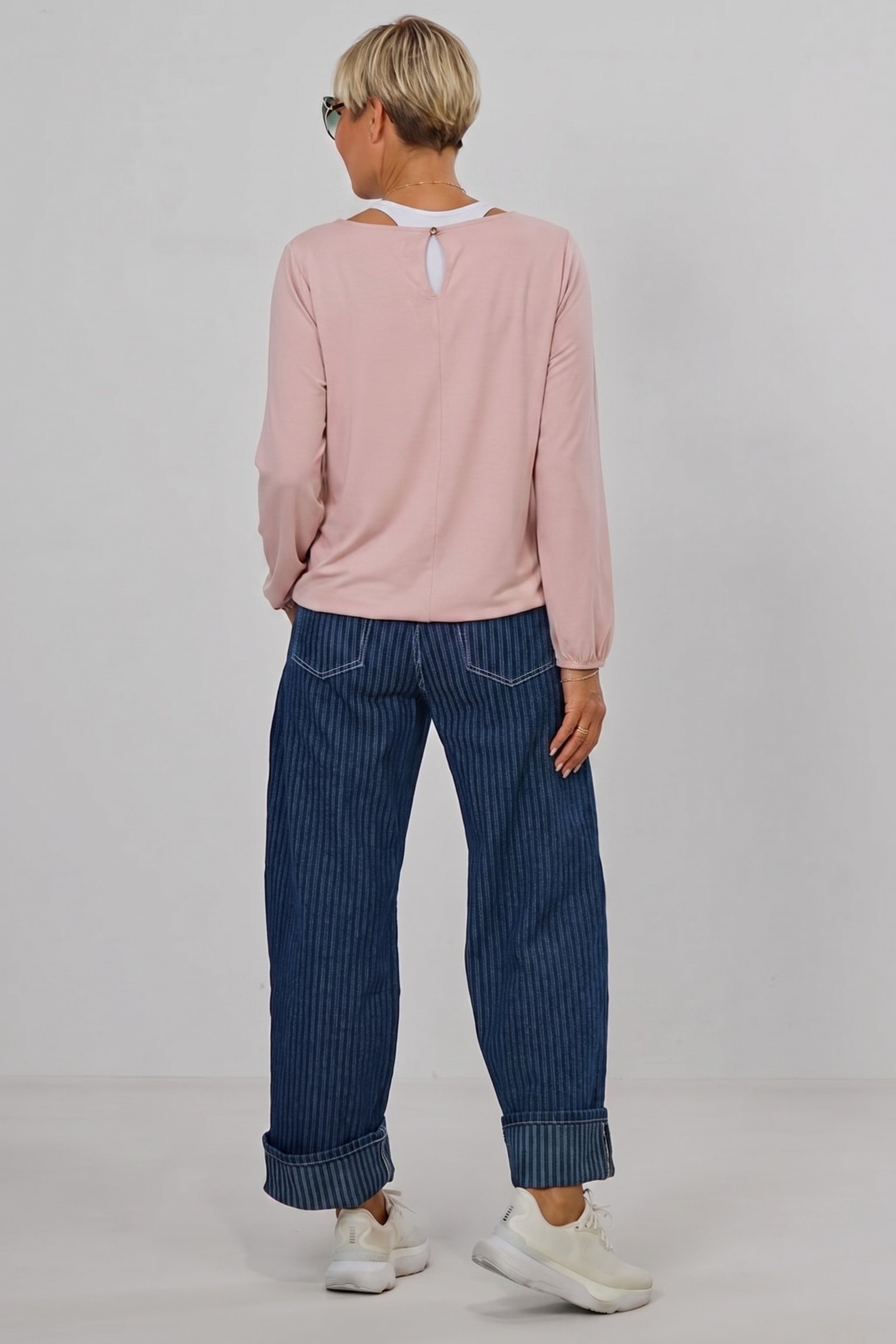 Uni Langarmshirt im Balloon-Style, altrosa