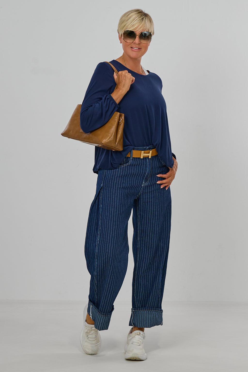 Uni Langarmshirt im Balloon-Style, marine