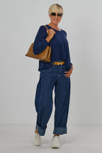 Uni Langarmshirt im Balloon-Style, marine