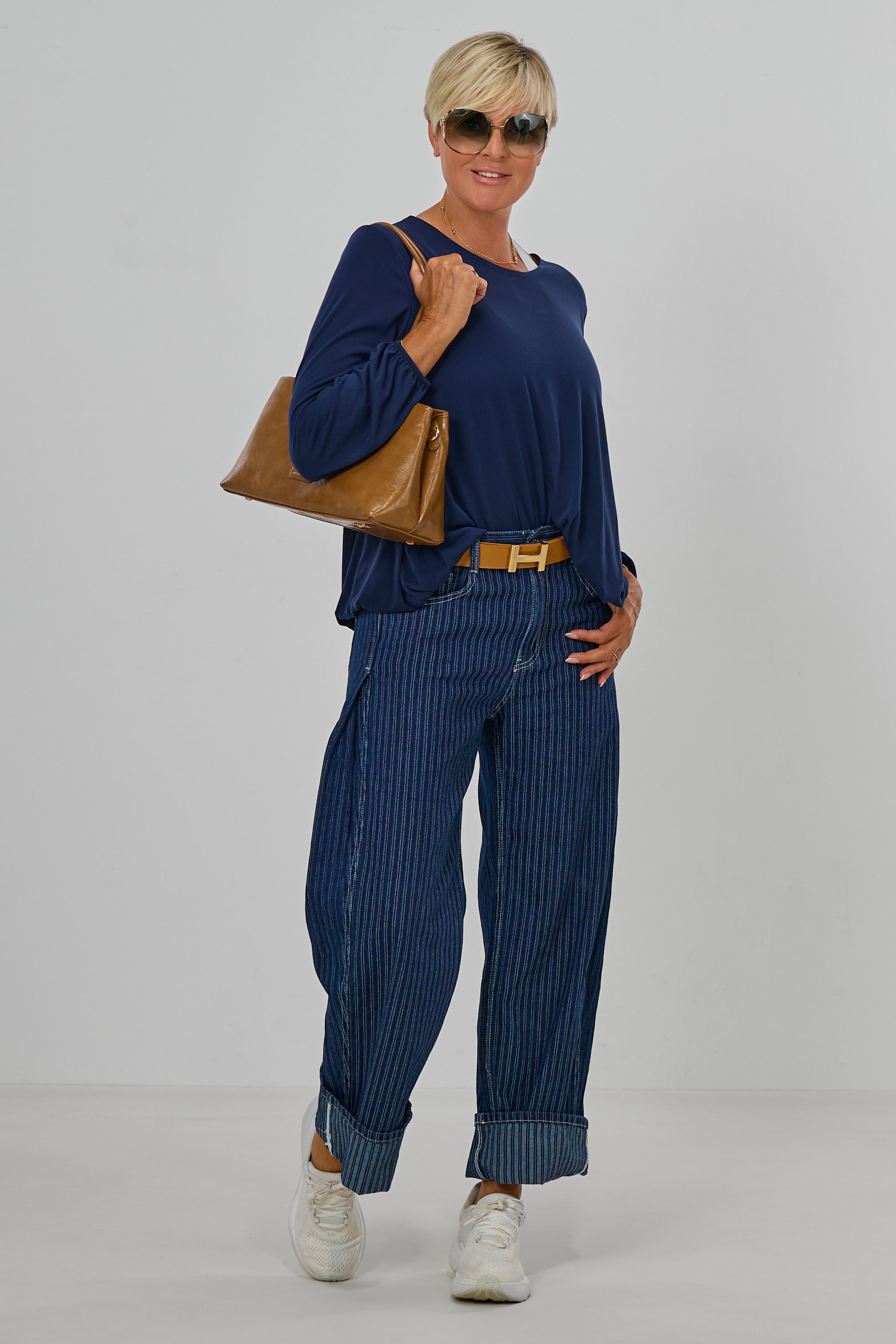 Uni Langarmshirt im Balloon-Style, marine