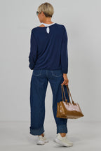 Uni Langarmshirt im Balloon-Style, marine