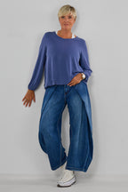 Uni Langarmshirt im Balloon-Style, taubenblau
