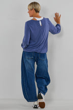 Uni Langarmshirt im Balloon-Style, taubenblau