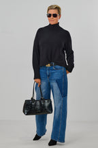 Weicher Strickpulli mit Turtleneck, schwarz