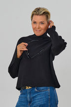 Weicher Strickpulli mit Turtleneck, schwarz