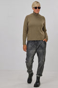 Weicher Strickpulli mit Turtleneck, khaki