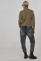 Weicher Strickpulli mit Turtleneck, khaki