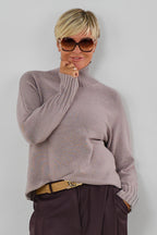 Weicher Strickpulli mit Turtleneck, stein