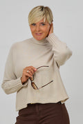 Weicher Strickpulli mit Turtleneck, beige