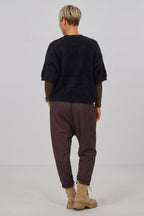 Ärmelloser oversized Strickpulli, schwarz