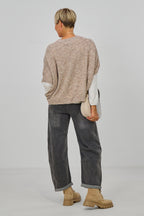 Ärmelloser oversized Strickpulli, schlamm meliert