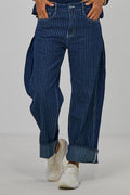 Barrel Jeans mit Nadelstreifen, dunkelblau