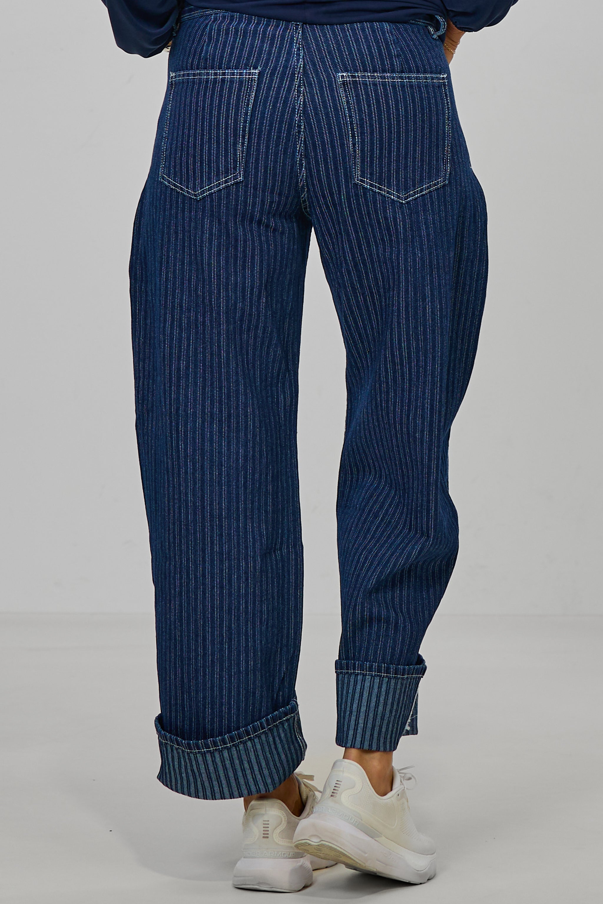 Barrel Jeans mit Nadelstreifen, dunkelblau