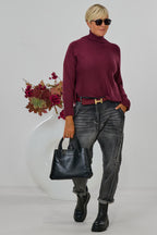 Weicher Strickulli mit Turtleneck, bordeaux