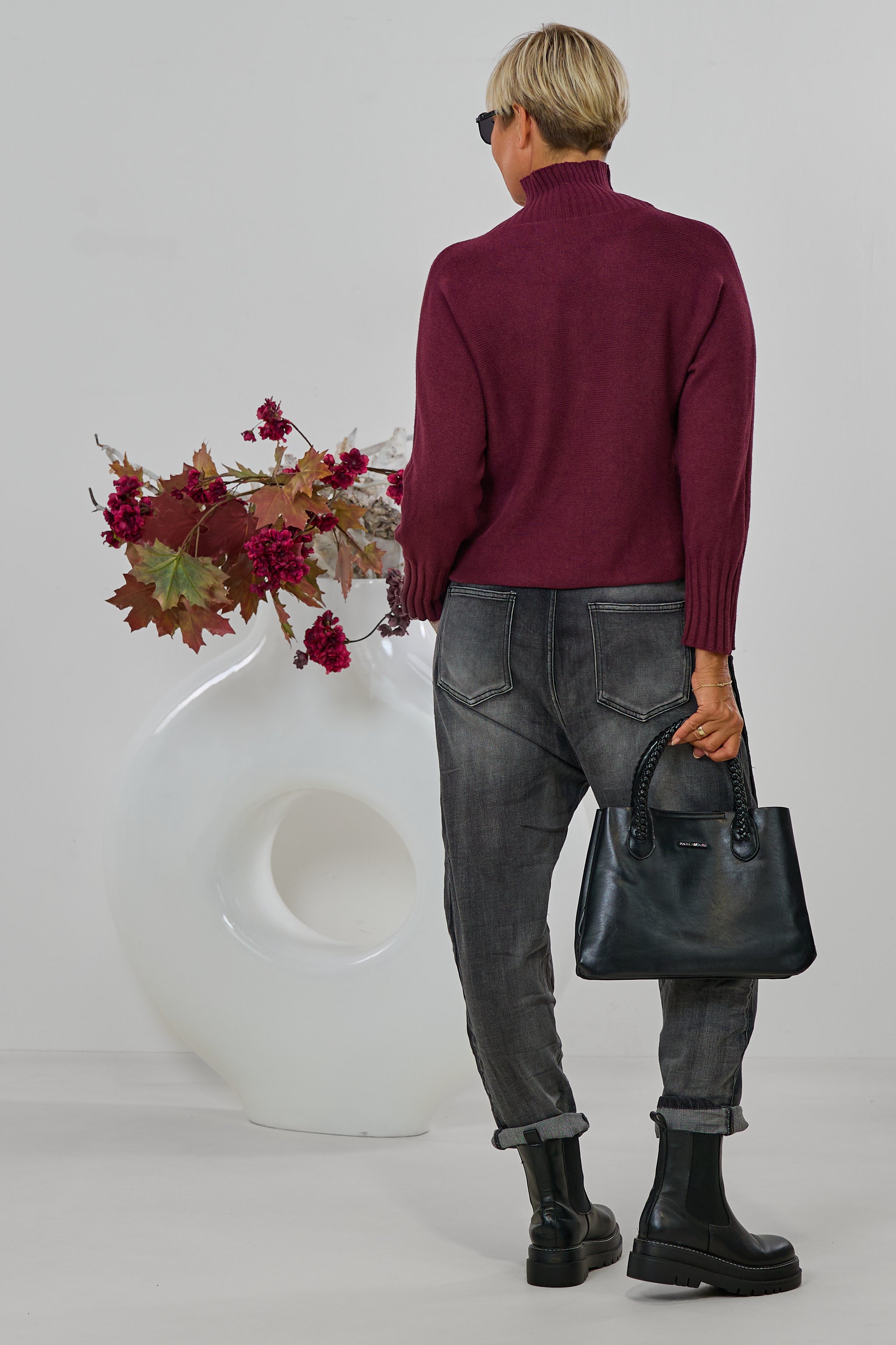 Weicher Strickulli mit Turtleneck, bordeaux