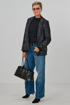 Blazer in Waschleder-Optik, schwarz