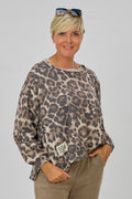Langarm Shirt im Leo-Look, leo braun-taupe