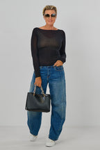 transparentes Longsleeve, schwarz