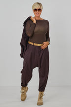 transparentes Longsleeve, schokobraun