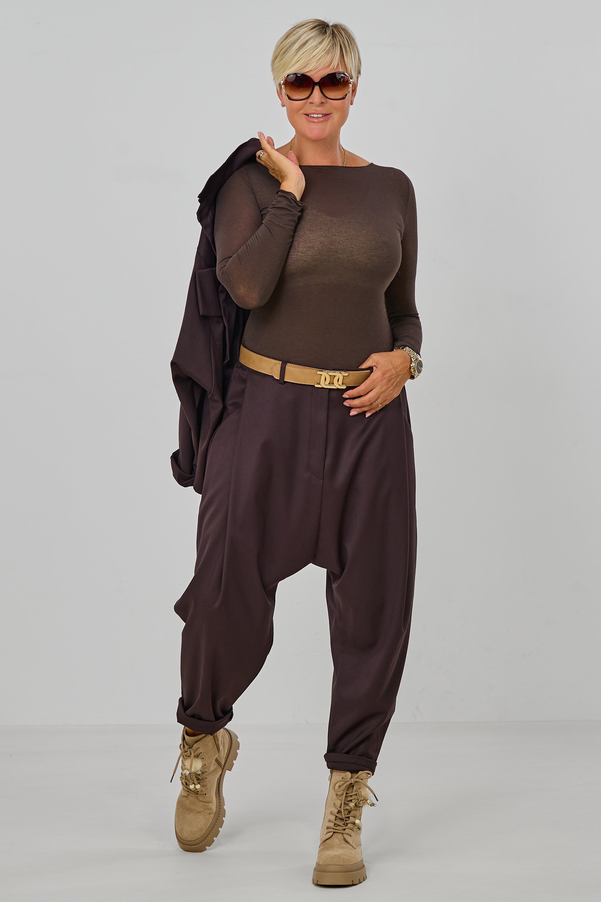 transparentes Longsleeve, schokobraun