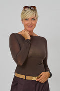 transparentes Longsleeve, schokobraun