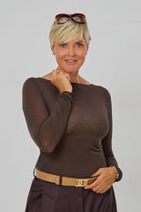 transparentes Longsleeve, schokobraun