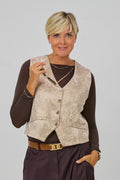 Weste in Waschleder-Optik, beige