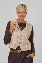 Weste in Waschleder-Optik, beige