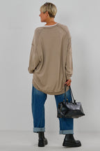 Oversized Sweaty MEMBERS ONLY, taupe-schwarz
