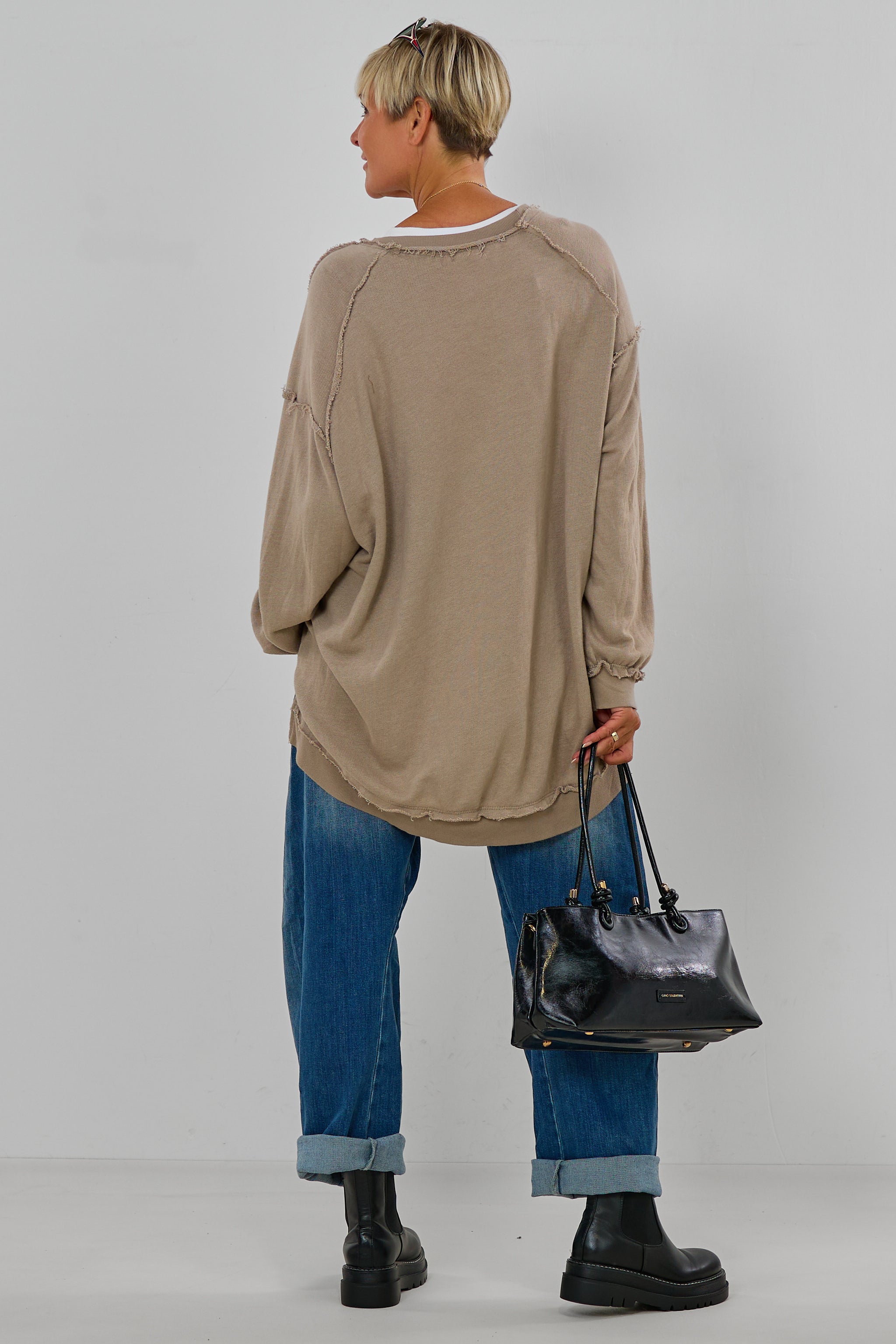 Oversized Sweaty MEMBERS ONLY, taupe-schwarz
