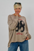 Oversized Sweaty MEMBERS ONLY, taupe-schwarz
