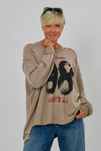 Oversized Sweaty MEMBERS ONLY, taupe-schwarz