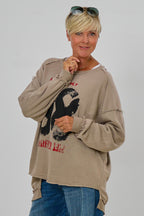 Oversized Sweaty MEMBERS ONLY, taupe-schwarz