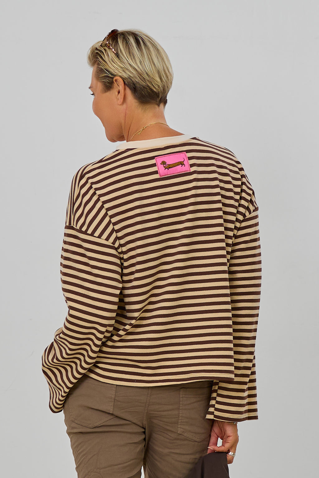 Leichtes Ringel-Sweaty, beige-braun
