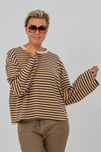 Leichtes Ringel-Sweaty, beige-braun