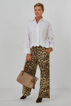 Hose mit weitem Bein im Leo-Look, leo