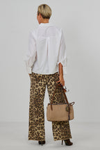 Hose mit weitem Bein im Leo-Look, leo